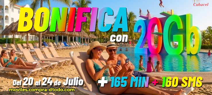 Bonifica con 20 GB, 165 minutos y 160 sms válidos por 35 dias Bonifica con 20 GB, 165 minutos y 160 sms válidos por 35 dias